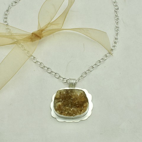 crystallized citrine silver pendant on s/s chain #902