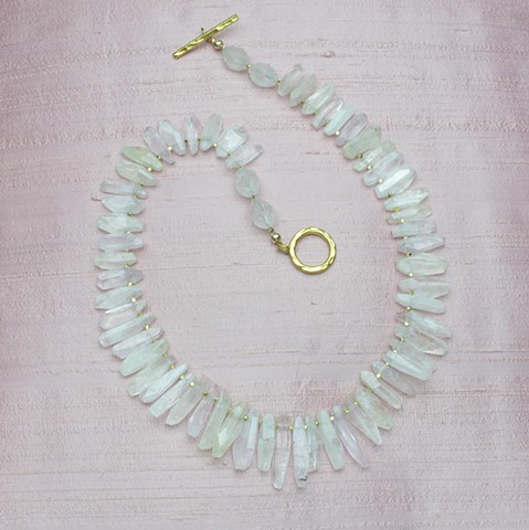 delicately hued faceted kunzite shards with vermeil findings
(#111)