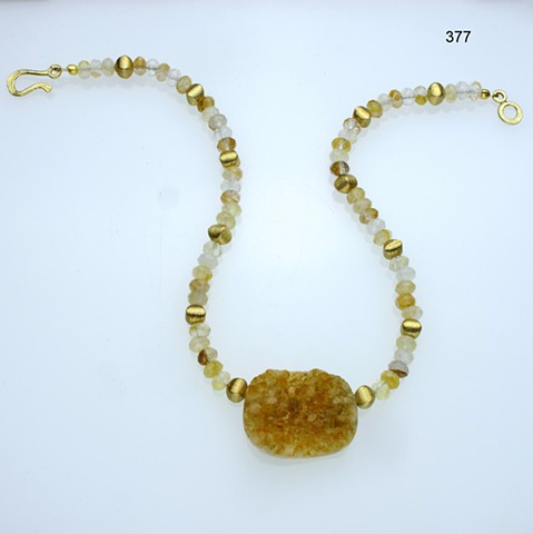 natural crystallized citrine focal stone with faceted rutilated quartz roundels and vermeil beads &
toggle  (#377)