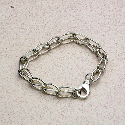linked up: handmade sterling link 7 1/2 " bracelet with sterling lobster clasp (#689)