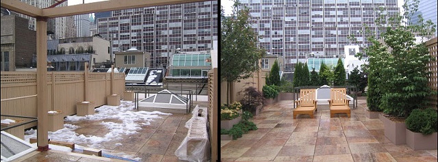Before & After in a downtown Manhattan rooftop garden