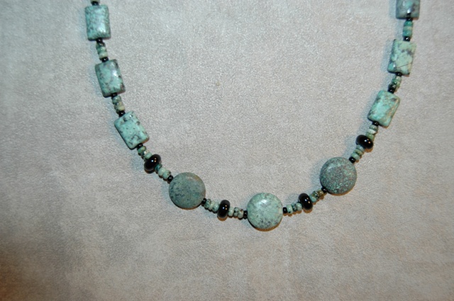 African Turquoise Necklace with Sterling Silver clasp.