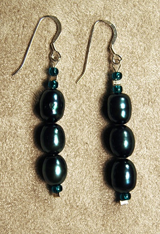 Green Freshwater Pearl Earrings