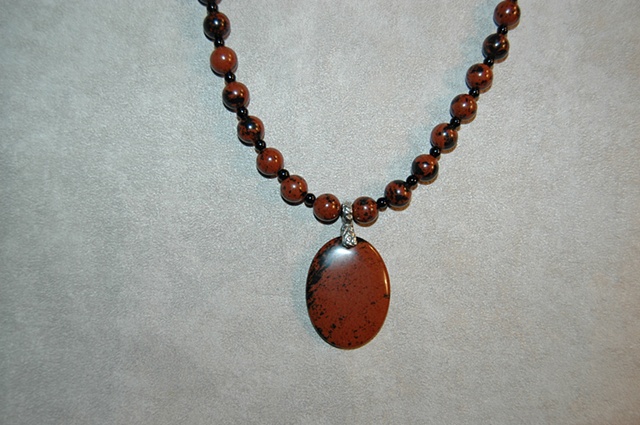 Mahogany Obsidian Pendant Necklace with Sterling Silver clasp