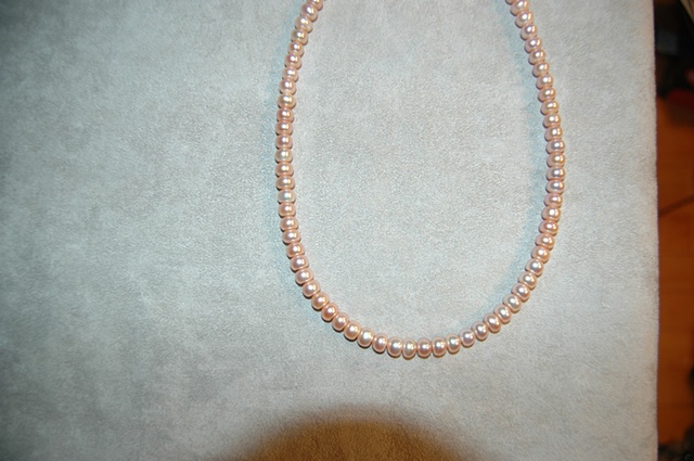 Rondell shaped Pink Freshwater Pearl Necklace with Sterling silver clasp