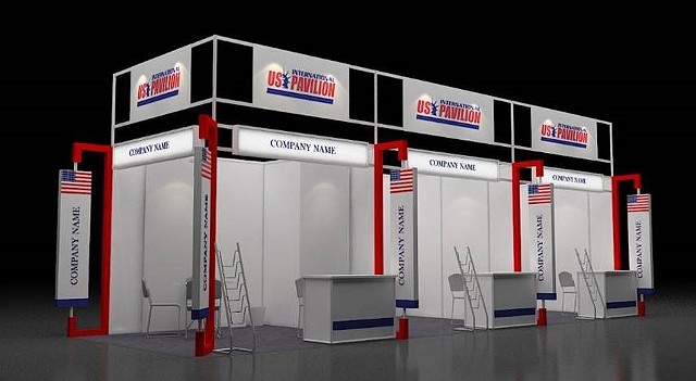 Rendering for US International Pavilion at  DefExpo Tradeshow