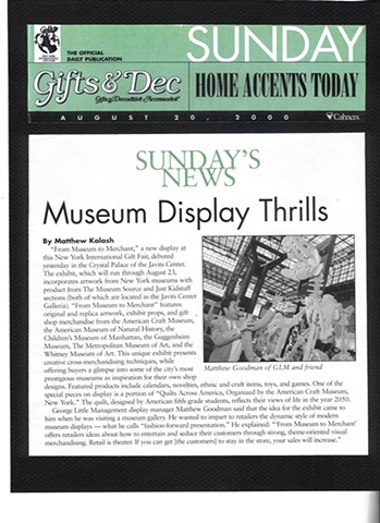George Little Management: Press Coverage for Museum to Merchant Exhibit, Gifts and Dec Magazine's Show Daily in partnership with the New York International Gift Fair