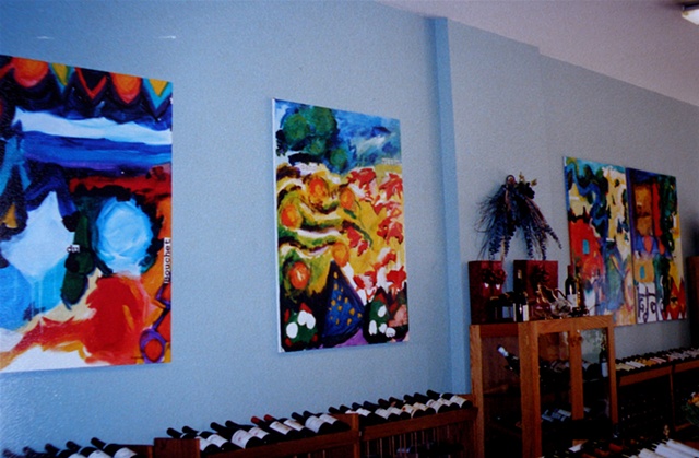 4 paintings along Winesellers wall, 1998