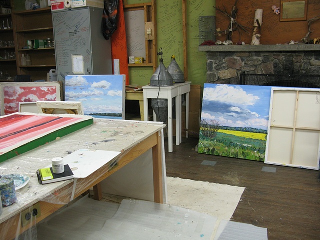Studio space at an Emma Lake workshop 