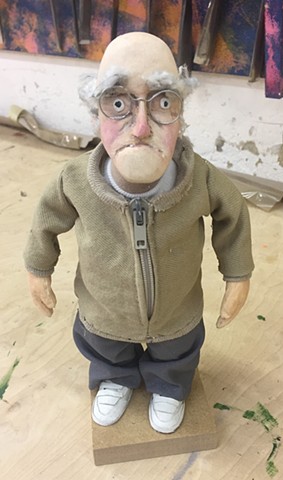 puppetry, animation, grandpa, handcarved wood, doll