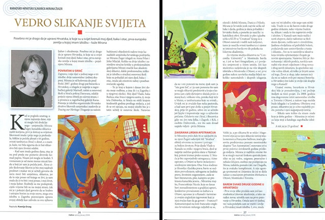 Matica Magazine, Vedro Slikanje Svijeta by Ksenija Erceg, pp.26-27, Zagreb, Croatia