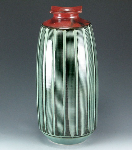 Large Iron Red and Celadon Vase
