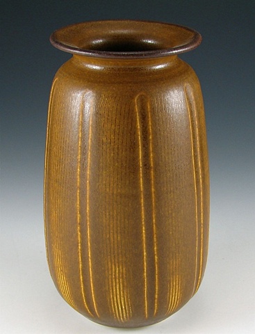 Tan Matte Hand Carved Vase
