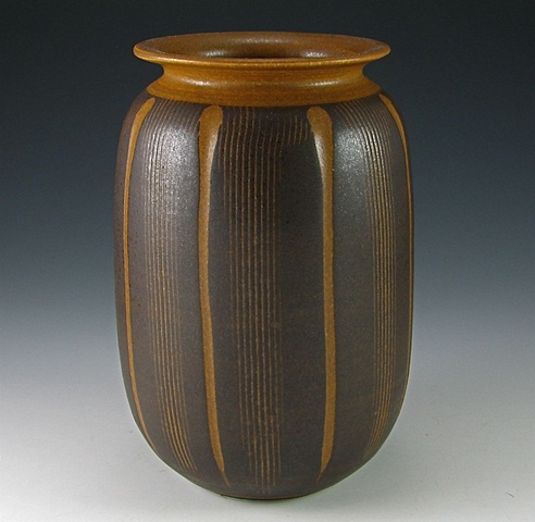 Handed Carved and Combed Vase