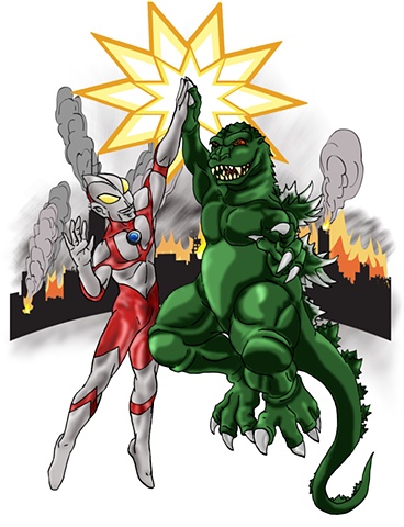 Ultraman & Godzilla - Epic High Five