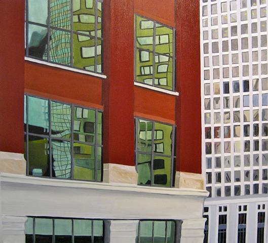 Oil Painting of Chicago Building Near Merchandise Mart.