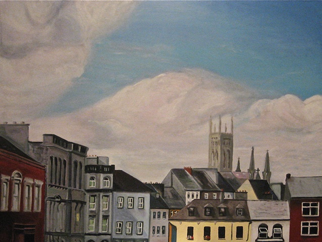 Oil Painting of Buildings in Kilkenny Ireland.