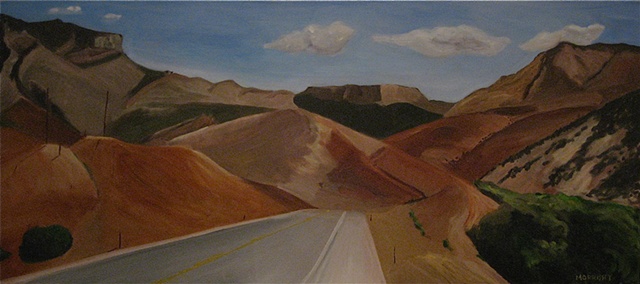 Oil Painting on the road in Wyoming.