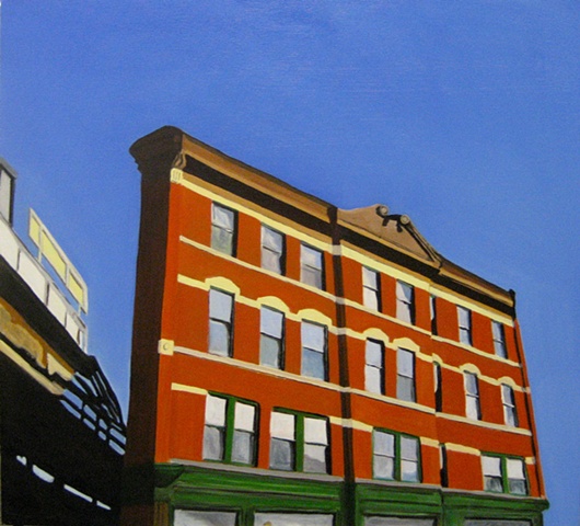 Oil Painting of Chicago Building Near 6 ways in Wicker Park. [SOLD}