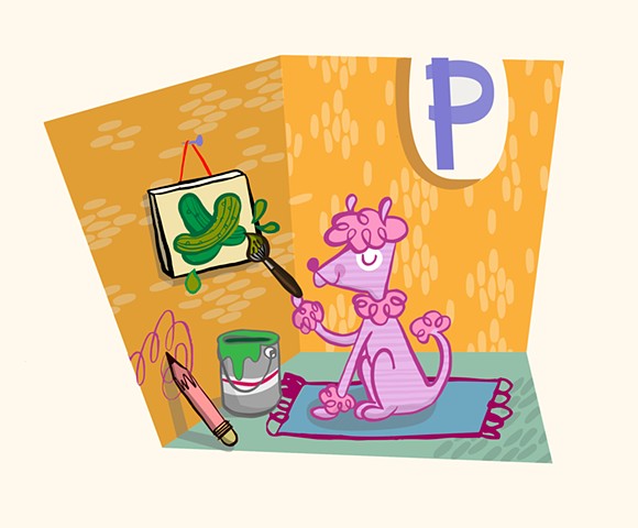 P is for Pink Poodle Painting Pickles