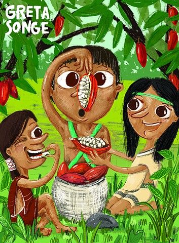 Cacao Pods--Illustration for ASK Magazine, Cricket Media