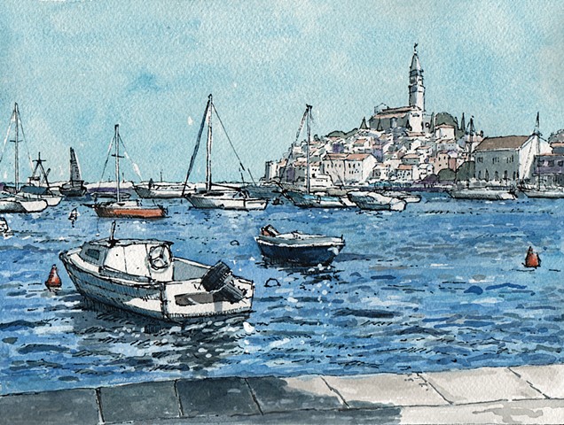 Rovinj Croatia Watercolor Painting John Martinek