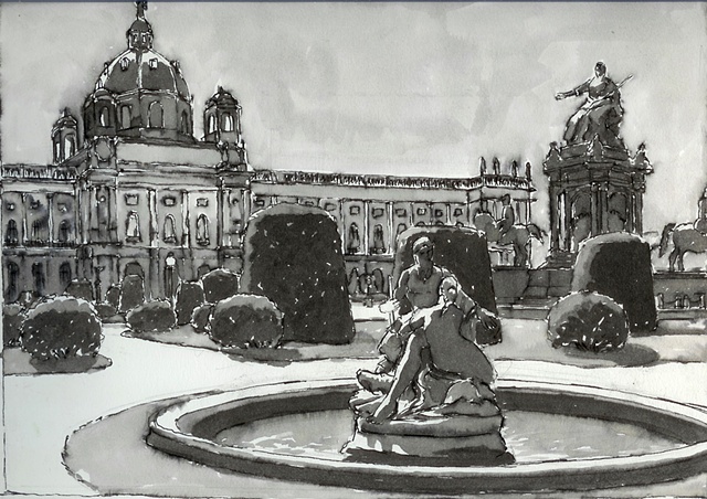 Pen and Ink Drawing, Vienna, John Martinek