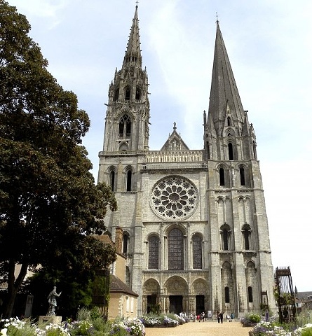 The medieval Cathedral of Our Lady of Chartres, (French: Cathédrale Notre-Dame de Chartres)-  Southwest of Paris, France. 