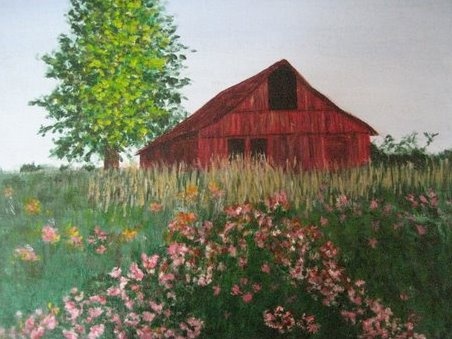 Old Red Barn in Summer