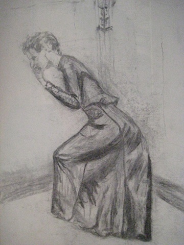 Woman laughing in a corner