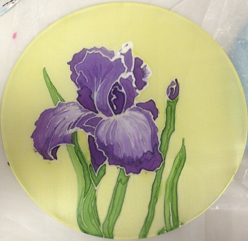 Purple Iris on Silk
