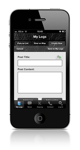my logs - create new log screen