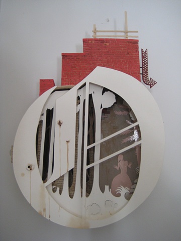 assemblage, collage, sculpture, paint, brush and ink, once, solo show, fairy tale