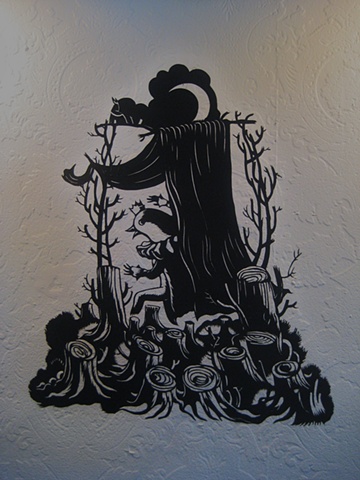 paper cut-out fairy tales solo show black museum board Portland Oregon