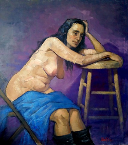 Nude in Blue and Purple