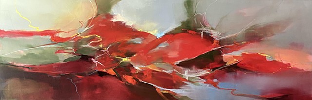 abstract painting of red roses by Judy McSween