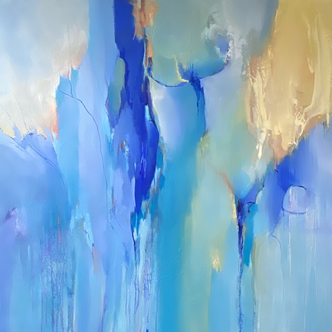 Abstract ocean blue oil painting by Judy Mcsween