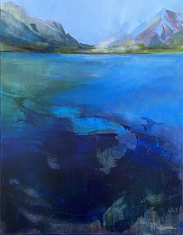 painting of McDonald Lake at Glacier National Park by Judy Mcsween