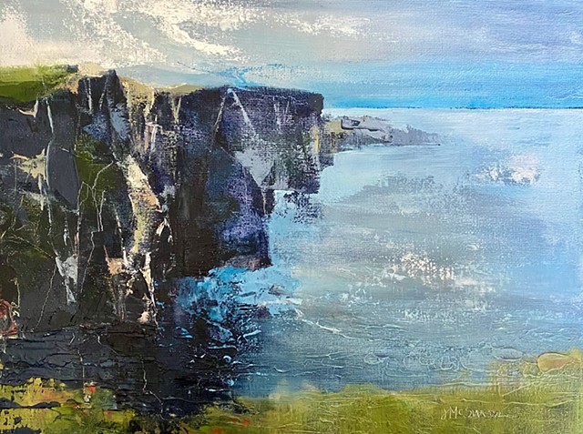 Oil landscape painting of The Cliffs of Moher Ireland by Judy McSween  Ireland Series 2023