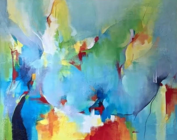 Abstract painting in multi colors by Judy McSween