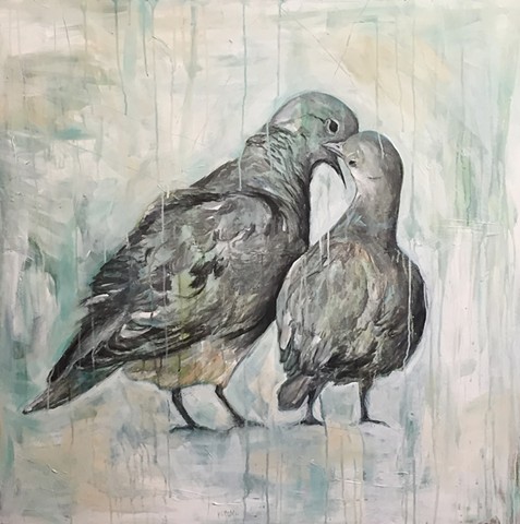 Bird Painting by Katherine McClure, Love Birds on canvas
