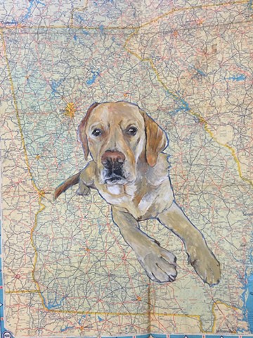 Atlanta pet portrait artist Katherine Bell McClure map art