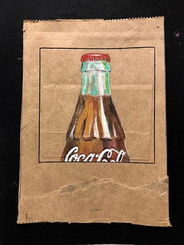 Bottle of Coke on paper bag by Atlanta Artist Katherine Bell McClure