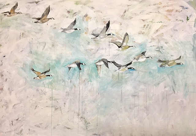 large bird painting geese flying in a v