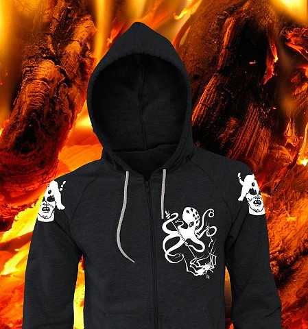 Spider vs. Octopus - placed artwork on hoodie