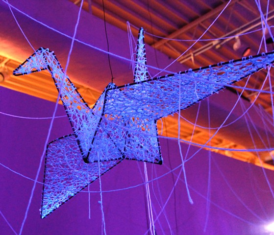 Origami Cranes in Blue
