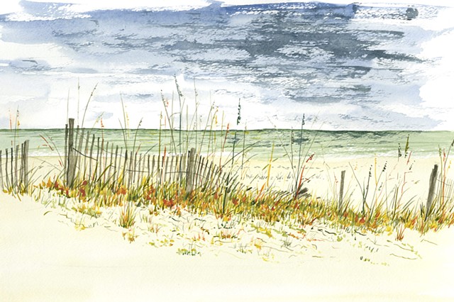 St. George Island dune and fence painting 