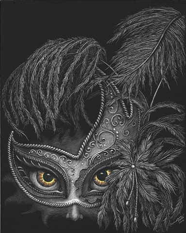 warrior scratchboard faerie masquerade mask feather mask