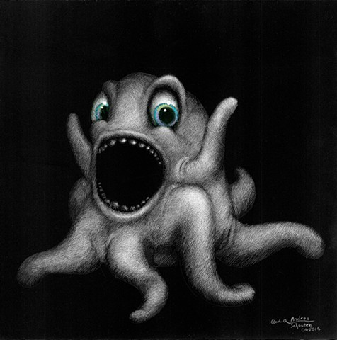 funny creatures, figments of imagination, imaginary creatures, funny squid, octopus, funny monster