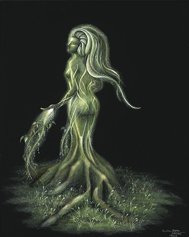 mother earth earth faerie fairy nature sprite girl morphing into tree